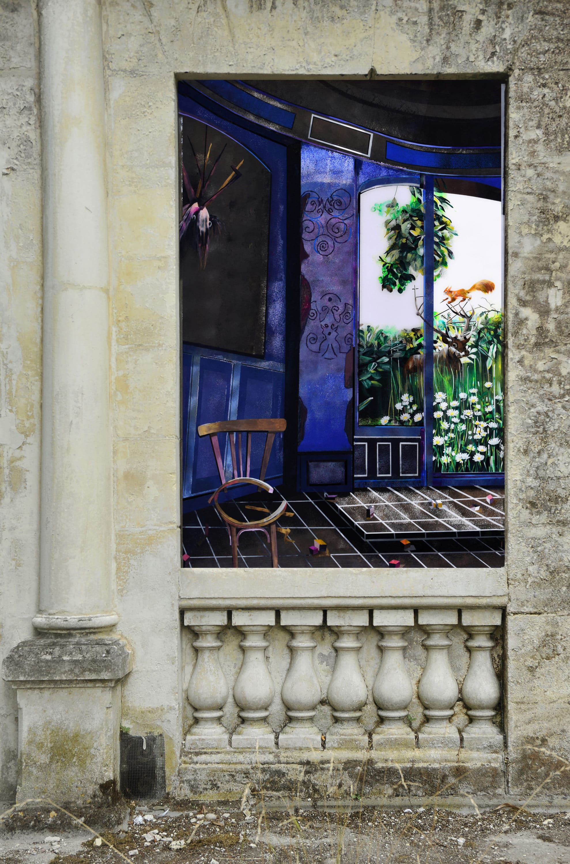 Mirabilia, collage sur le Château du Bois Fleuri à Lormont par l'artiste Muriel Rodolosse