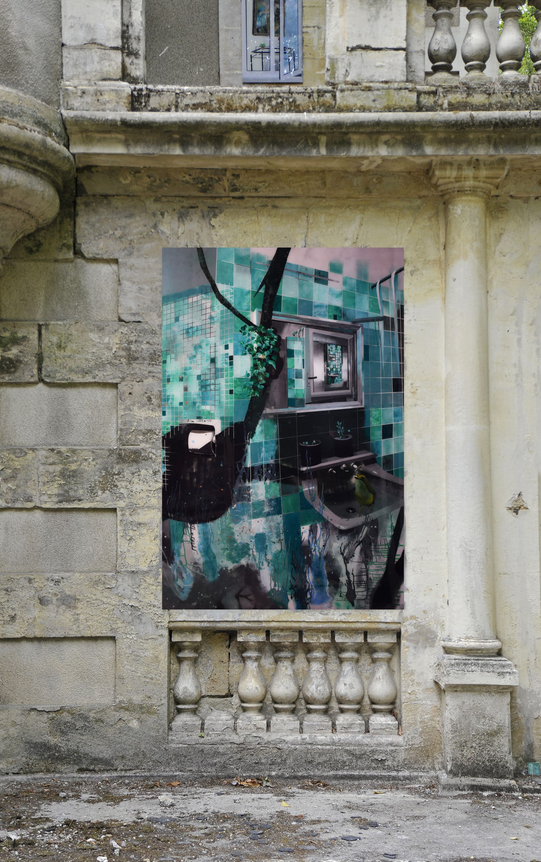 Mirabilia, collage sur le Château du Bois Fleuri à Lormont par l'artiste Muriel Rodolosse