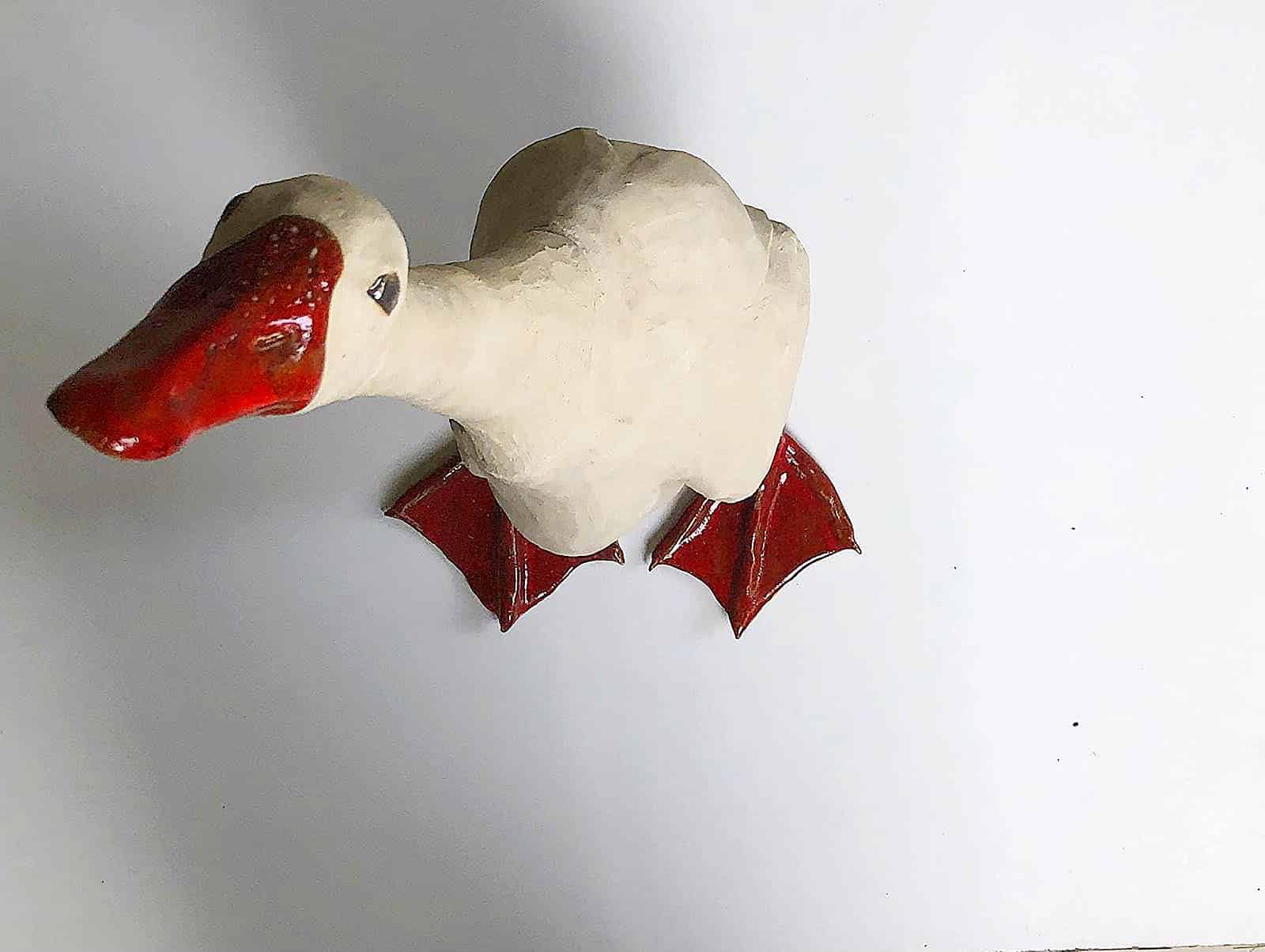 Le messager, Romane Taque Oeuvre, céramique, sculpture, canard, Romane Taque